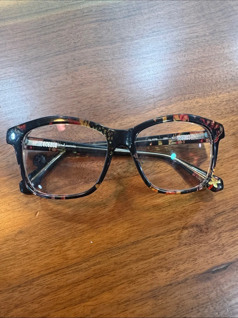 Christian Lacroix Black Floral “Babylon” Eyeglasses with Original Case and Wipe